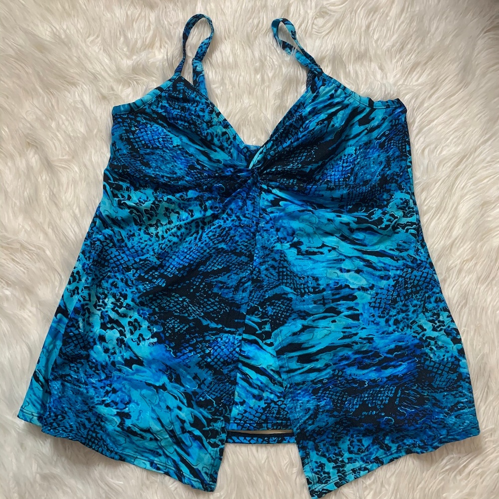 Blue Snakeskin Tankini Top